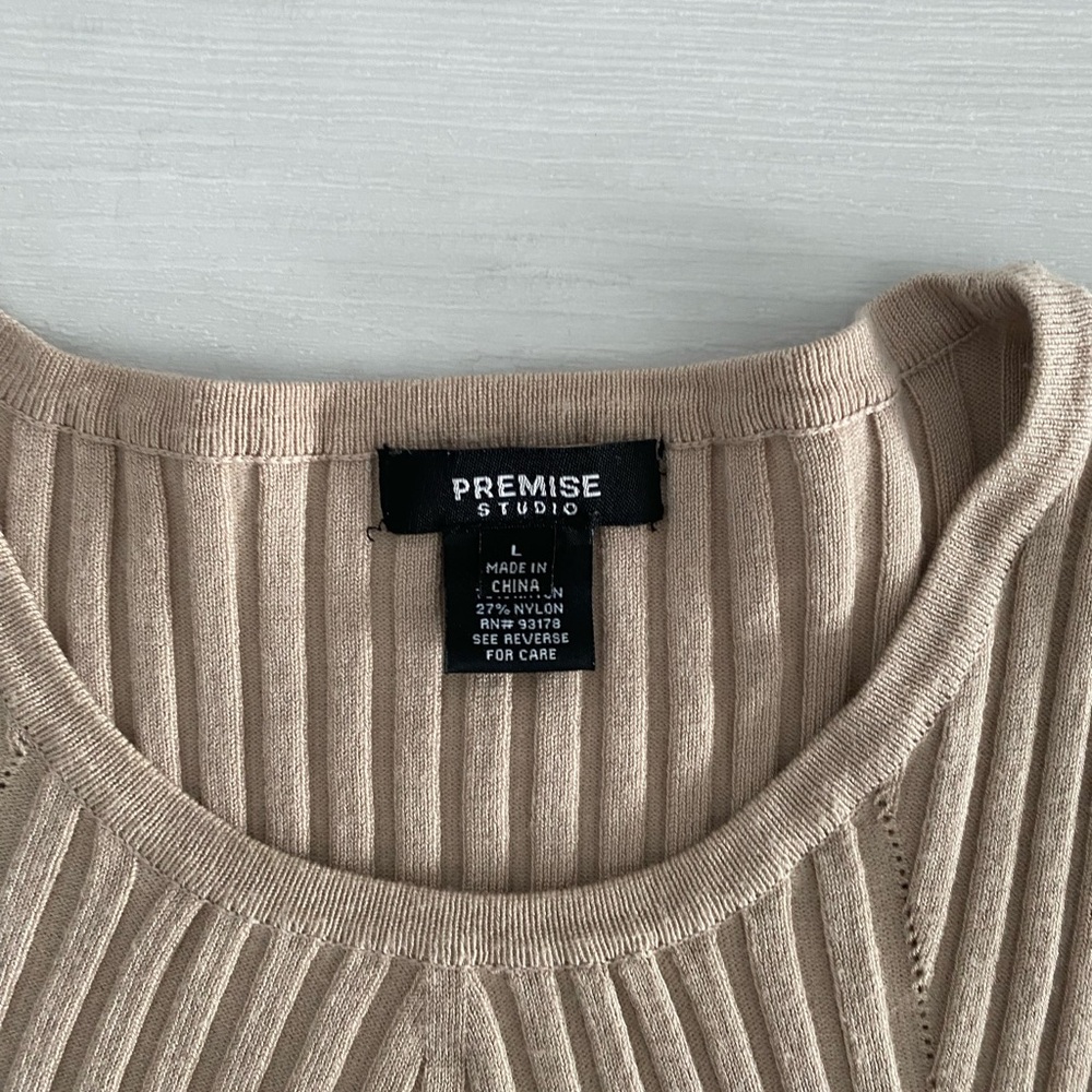 Beige Ribbed Sweater - Picture 3 of 5